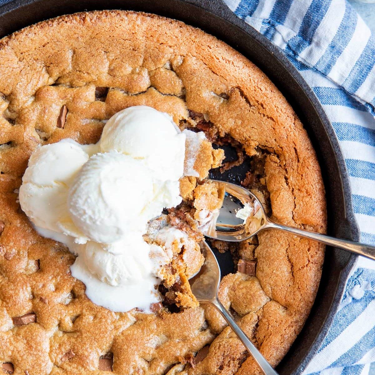 Chocolate Pizookie with Vanilla Ice Cream.