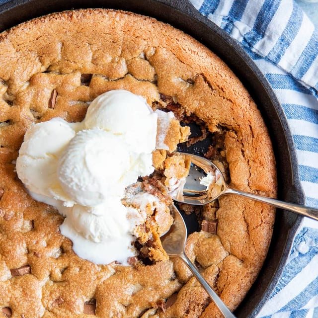 Chocolate Pizookie with Vanilla Ice Cream.